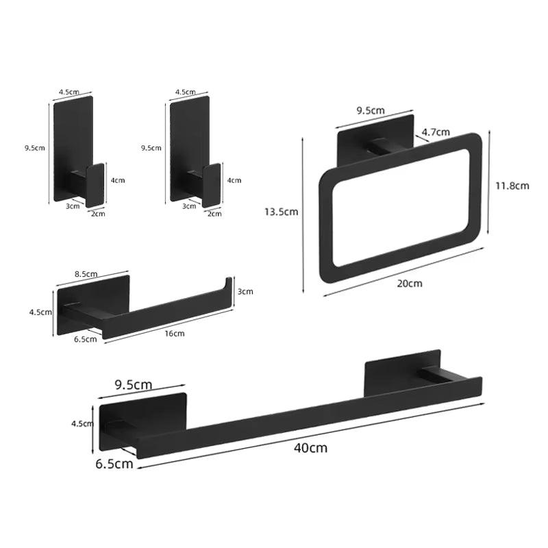 Bathroom Accessories Set Matte Black Wall Shelf Toilet Roll Paper Holder Robe Hook Hanger Towel Rail Bar Rack Ring Bath Hardware