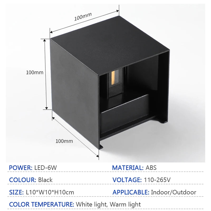 LED 6W Outdoor Wall Lamp IP65 Waterproof Wall Lamp Living Room Bedroom Porch Garden Indoor and Outdoor Decorative Lamp AC85-265V