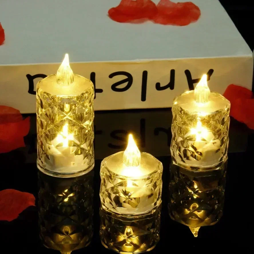 24/12/6 Pack LED Crystal Candle Light Flameless Candle Light Electronic Night Lamp Dating Party Holiday Home Wedding Decoration