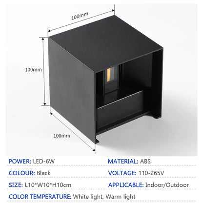 LED 6W Outdoor Wall Lamp IP65 Waterproof Wall Lamp Living Room Bedroom Porch Garden Indoor and Outdoor Decorative Lamp AC85-265V