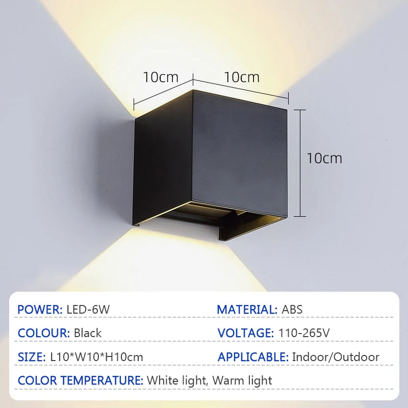 LED 6W Outdoor Wall Lamp IP65 Waterproof Wall Lamp Living Room Bedroom Porch Garden Indoor and Outdoor Decorative Lamp AC85-265V