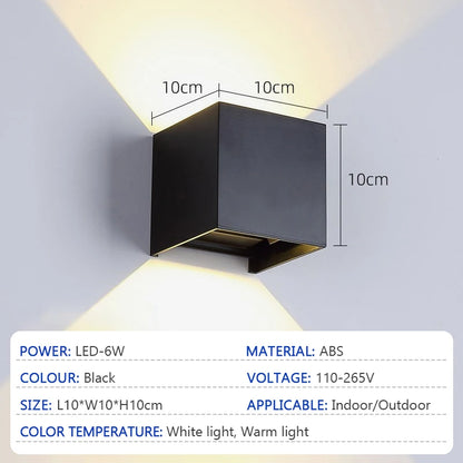 LED 6W Outdoor Wall Lamp IP65 Waterproof Wall Lamp Living Room Bedroom Porch Garden Indoor and Outdoor Decorative Lamp AC85-265V